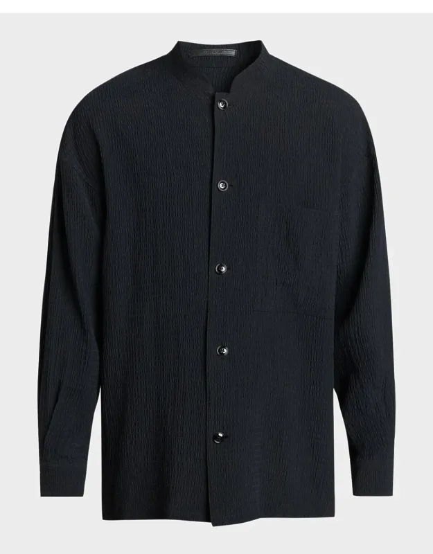 Seersucker Band-collar Guru Shirt