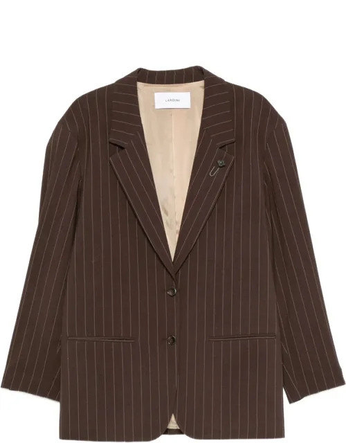 Pinstripe-pattern Single-breasted Wool Blazer