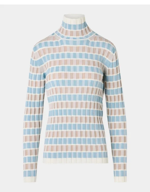 Intarsia Check Wool Sweater