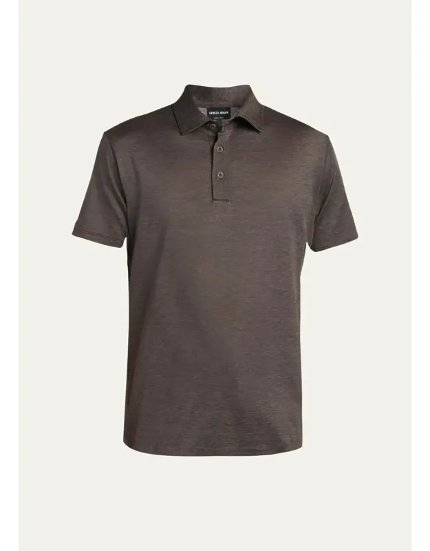 Silk And Cotton Heathered Polo Shirt