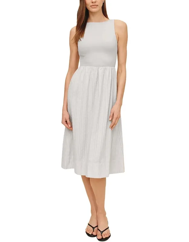 Mixed Crewneck Midi Dress