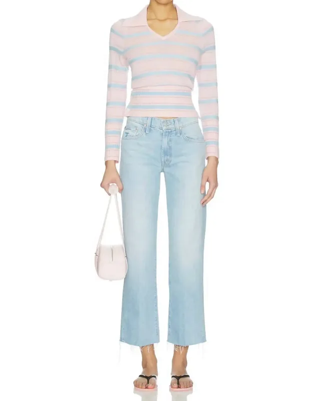 Mid Rise Rambler Zip Ankle Jean With Rigid Denim And Zipper Closure