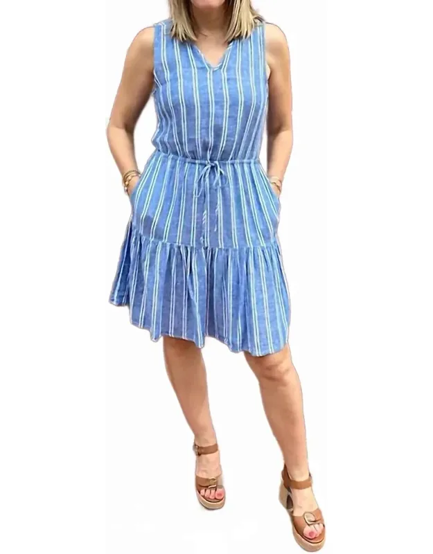 Striped Sleeveless Neck Dress