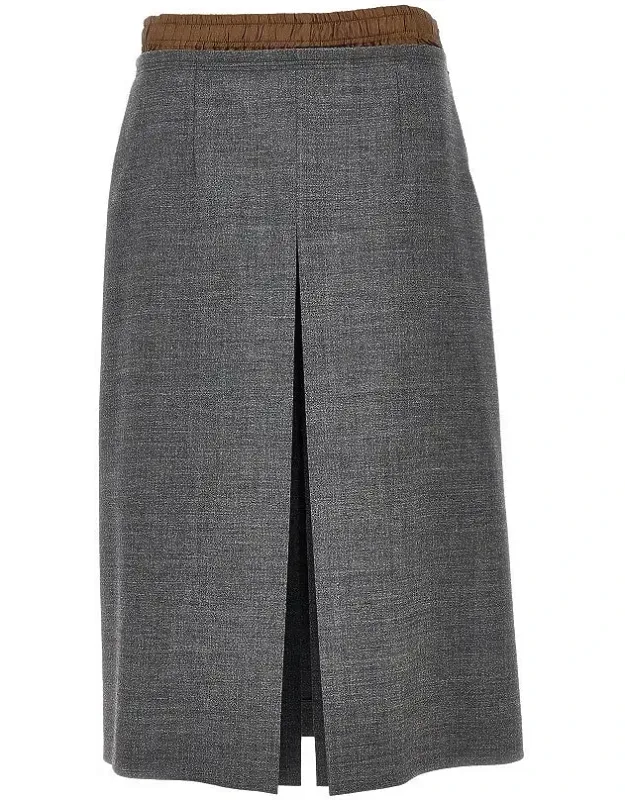 Wool Midi Skirt With Underskirt