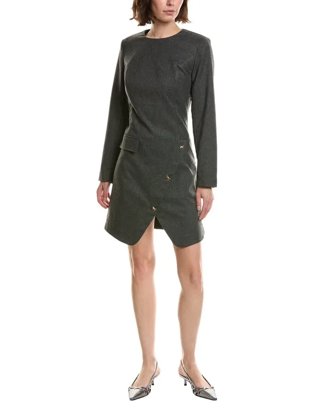 Long Sleeve Wool-blend Mini Dress