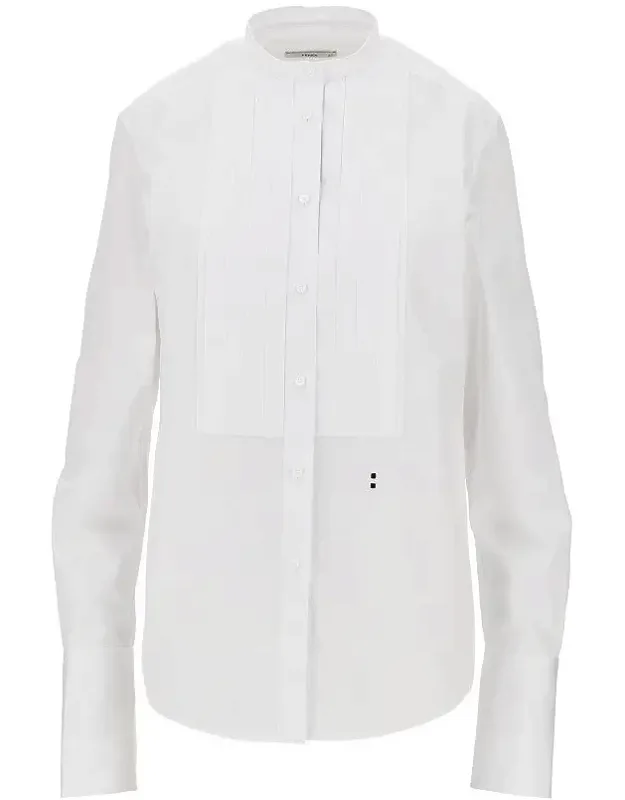 Poplin Shirt With Pleated Plastron