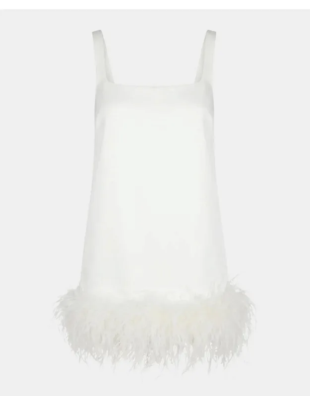 Feather-trim Mini Dress
