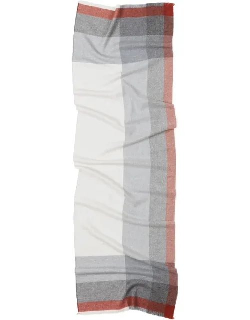 Wool And Cashmere Checked Twill Scarf