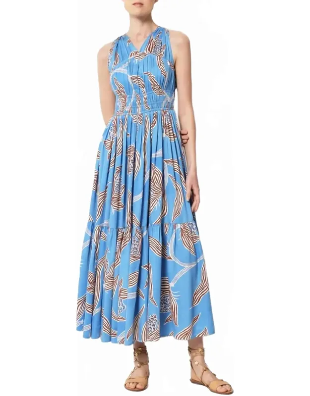 Evelyn Maxi Dress - Hybrid Halter Design, Two-tier A-line Silhouette