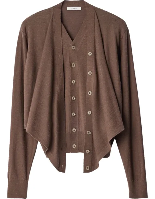 Trompe-l'ail Cardigan In Merino Wool Blend