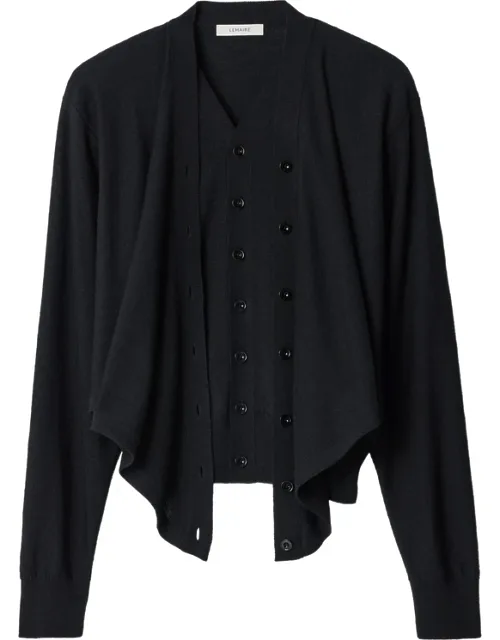 Trompe-l'ail Cardigan In Merino Wool Blend