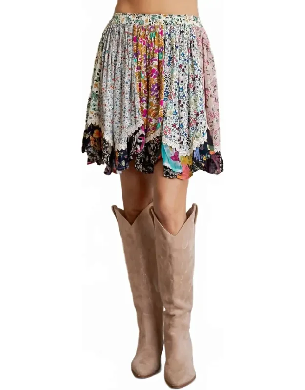 Desert Dream Festival Gathered Lace Mini Skirt
