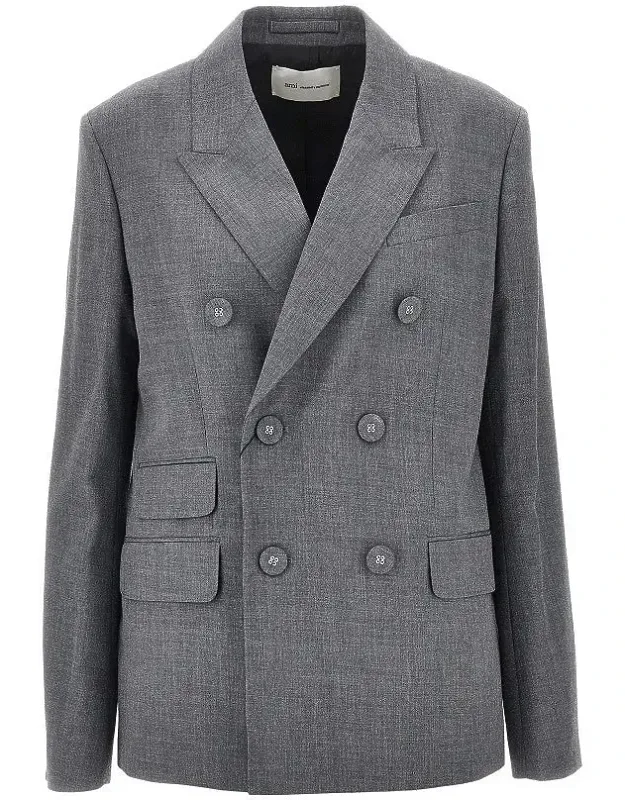 Double-breasted Wool Blazer With Belt