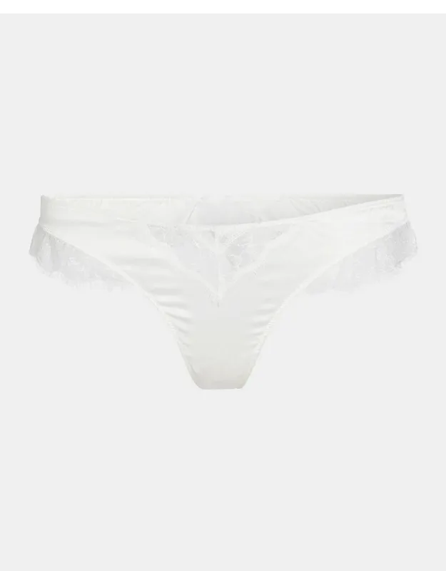 Lace-inset Stretch Silk Thong