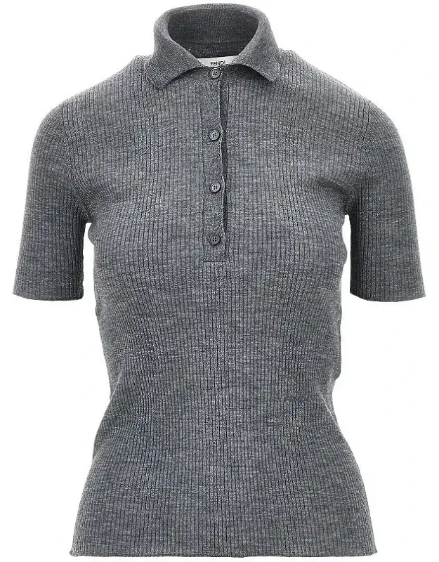 Ribbed Knit Polo Shirt