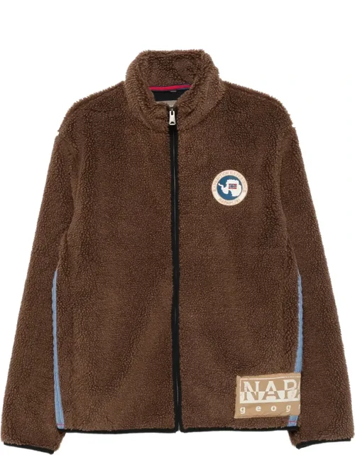Fleece-texture Logo-patch Jacket