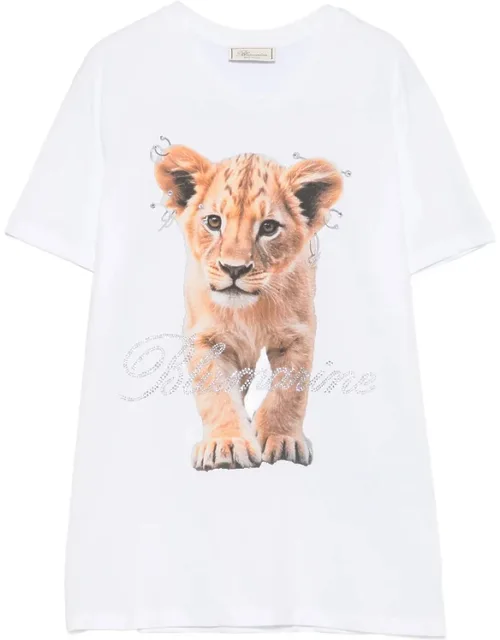 Lion-print Crystal-embellished T-shirt