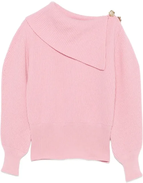 Off-shoulder Rose-embellished Sweater
