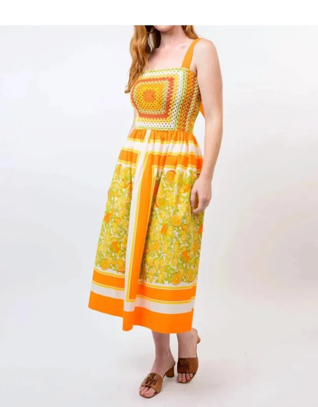 Citrus Fruit Midi Dress