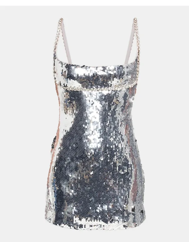 Aderyn Mini Dress With Crystal Embellishments And Scoopback