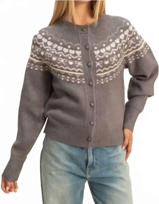 Button-front Fair Isle Sweater Cardigan