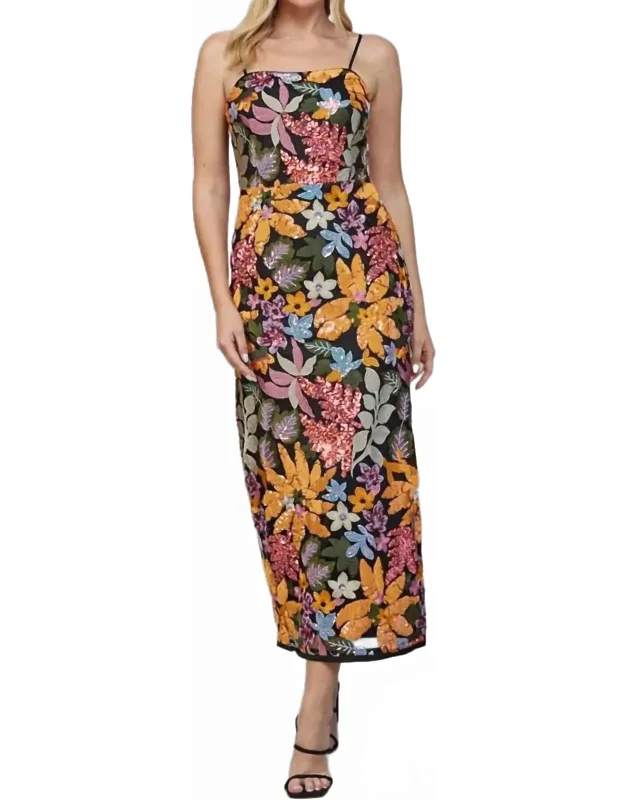 Floral Sequin Midi Dress