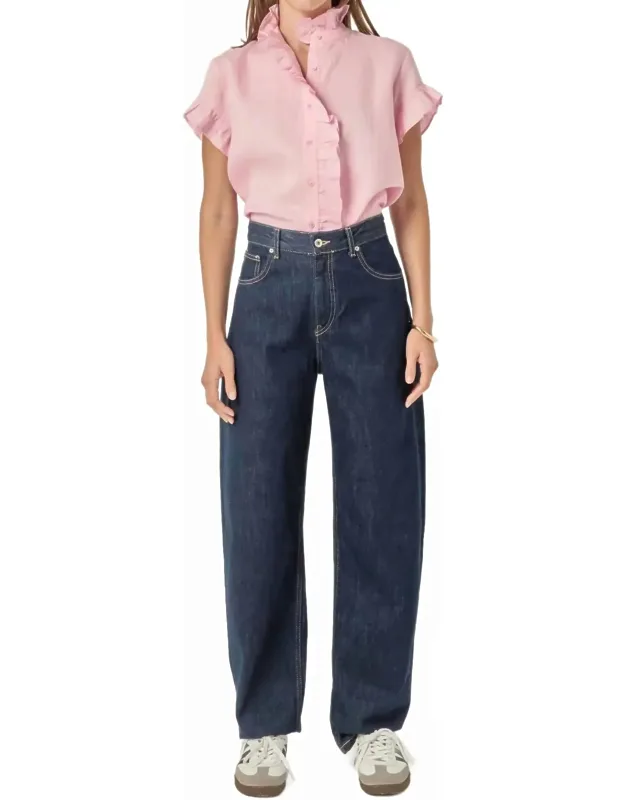 Linen Ruffle Shirt