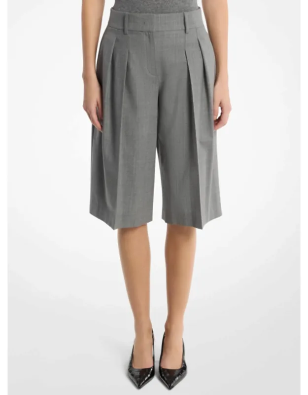 Pleated Wool Blend Trouser Shorts