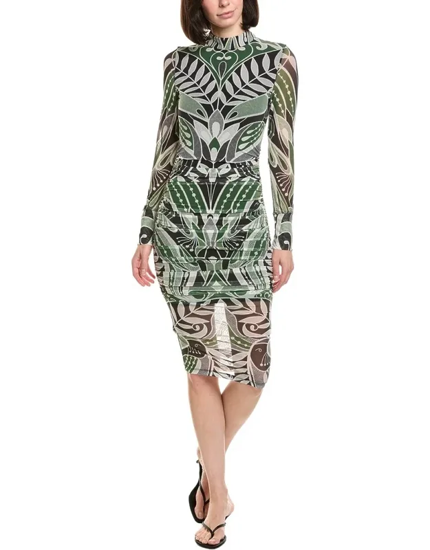 Farm Rio Midi Dress In Lace Nature With Vibrant Prints
