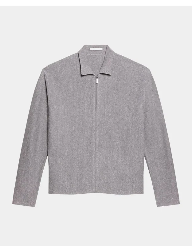 Raw-cut Trim Full-zip Shirt Jacket