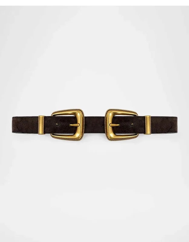 Arch Double-buckle Suede Waist Belt