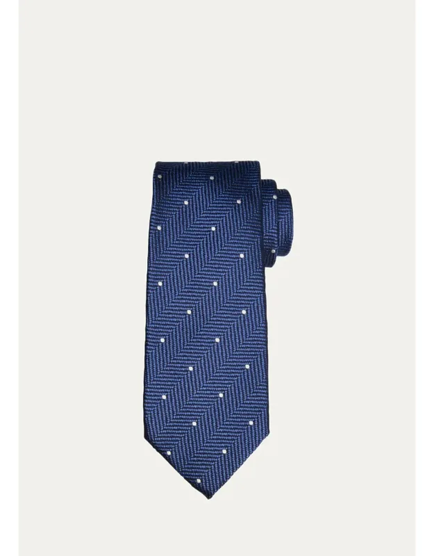 Polka Dot Herringbone Silk Tie
