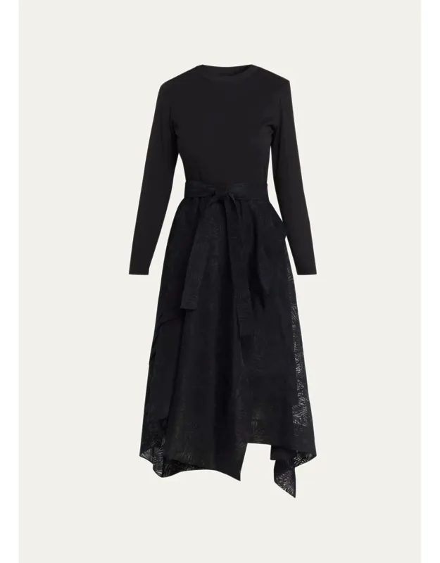 Combo Long-sleeve T-shirt & Organza Midi Dress
