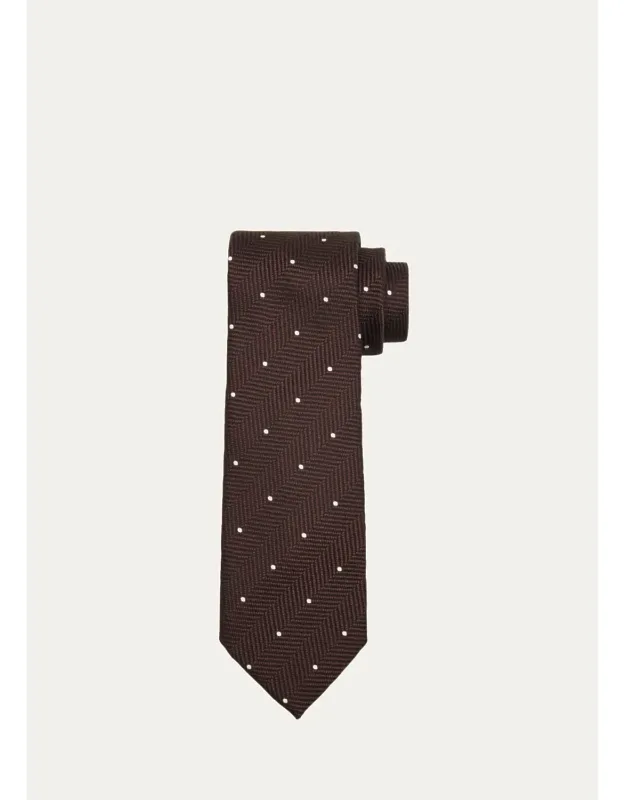 Polka Dot Herringbone Silk Tie