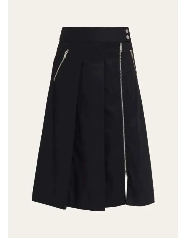 Pleated Utility Midi Skirt