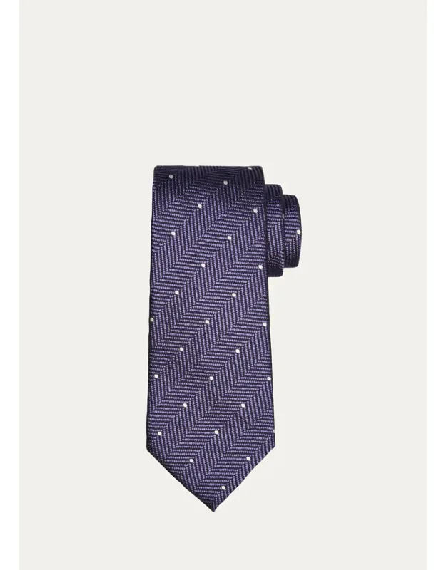 Polka Dot Herringbone Silk Tie