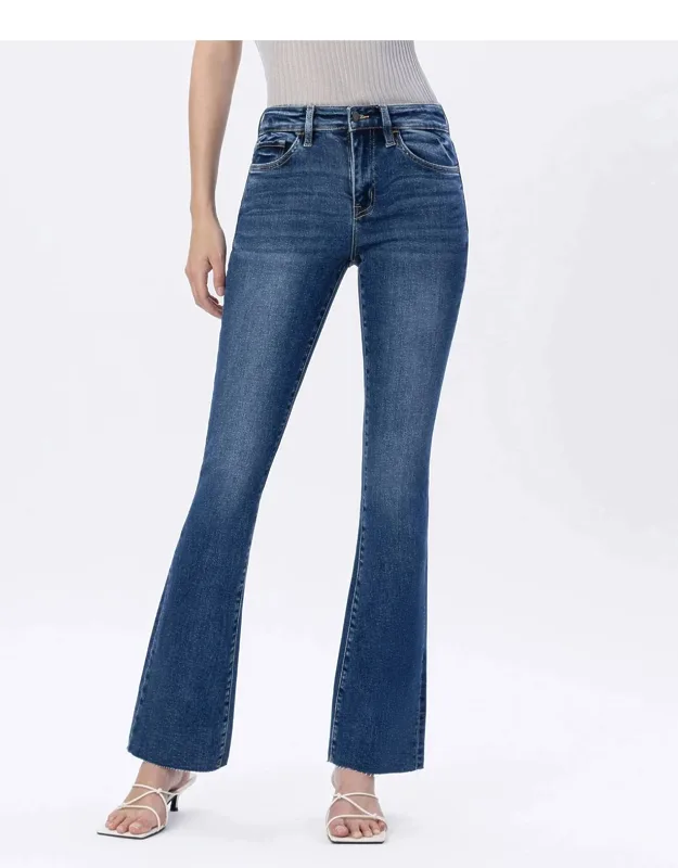Mid Rise Slim Boot Cut Jeans