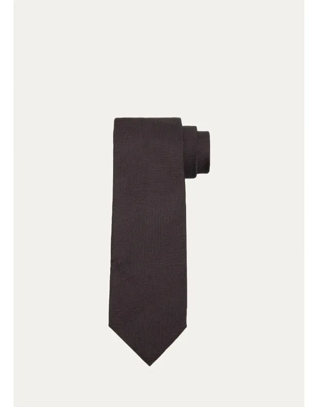 Tonal Herringbone Silk Tie