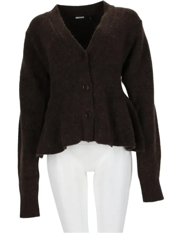 Deep V-neck Knit Sweater With Flared Hem