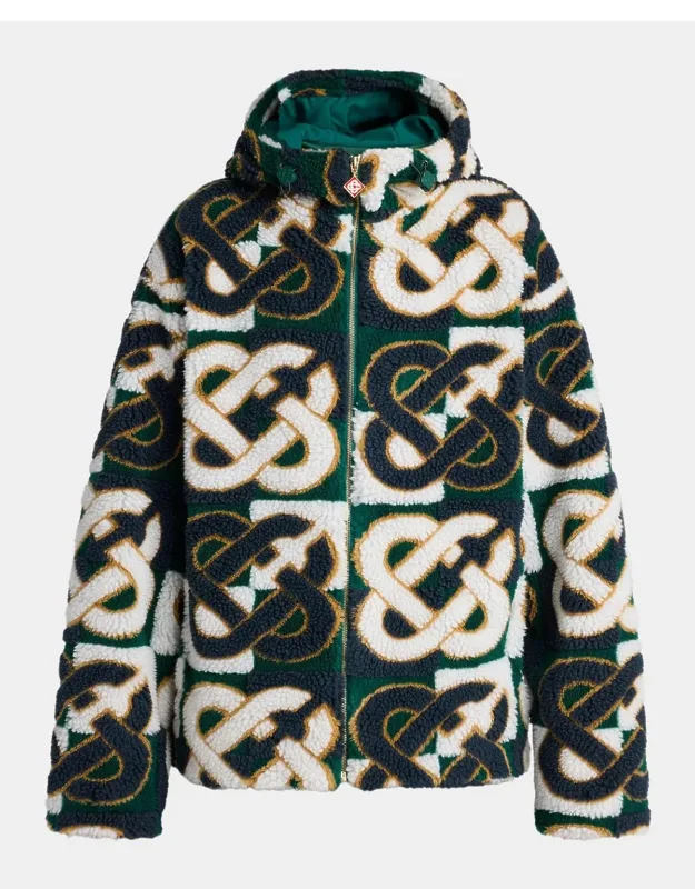 Check Monogram Hooded Fleece Jacket