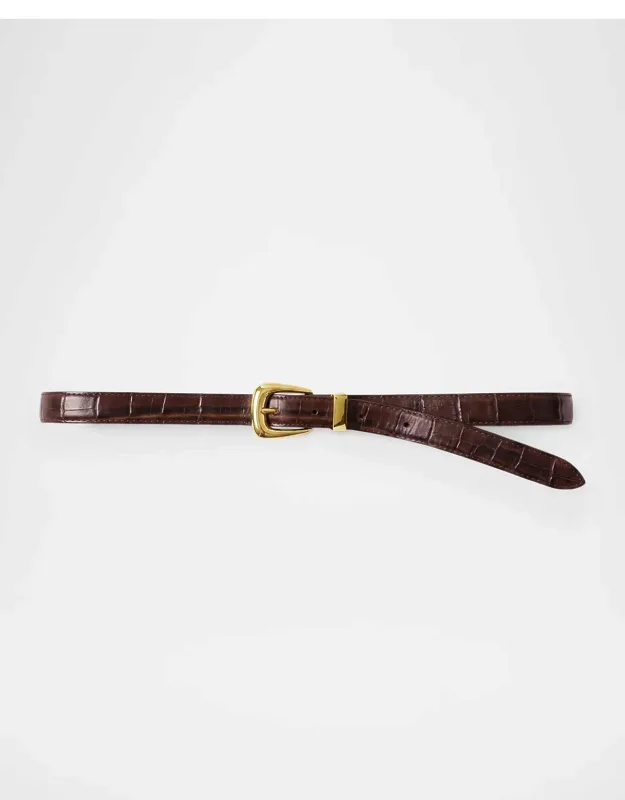 Croc-embossed Leather Belt
