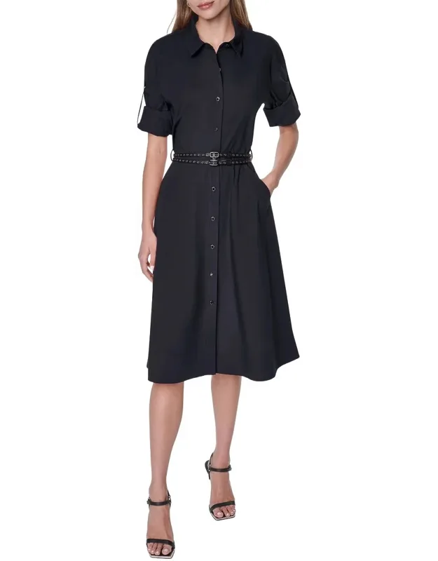 Roll Tab Button-down Dress