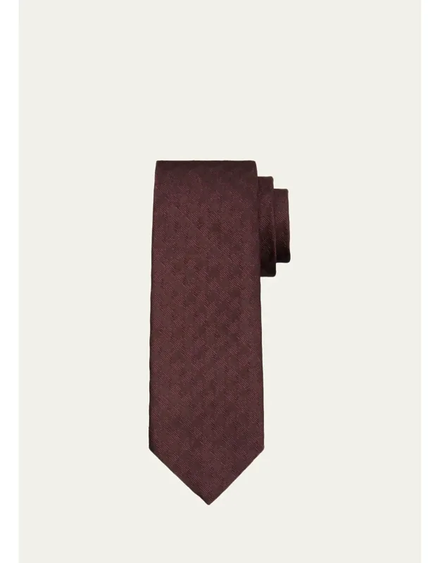 Tonal Houndstooth Silk Tie