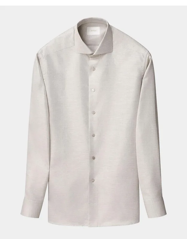Contemporary Fit Textured Cotton-linen Shirt