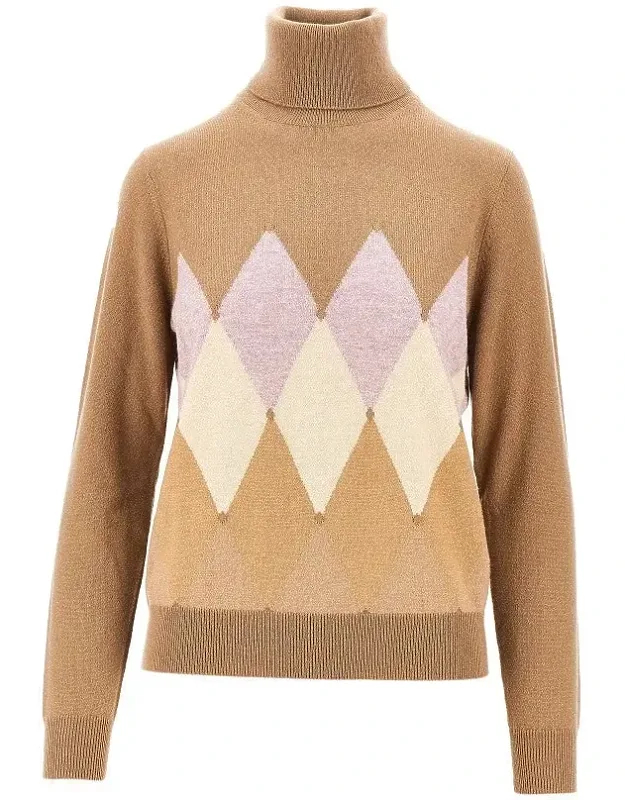 Lozenge Cashmere Turtleneck Sweater