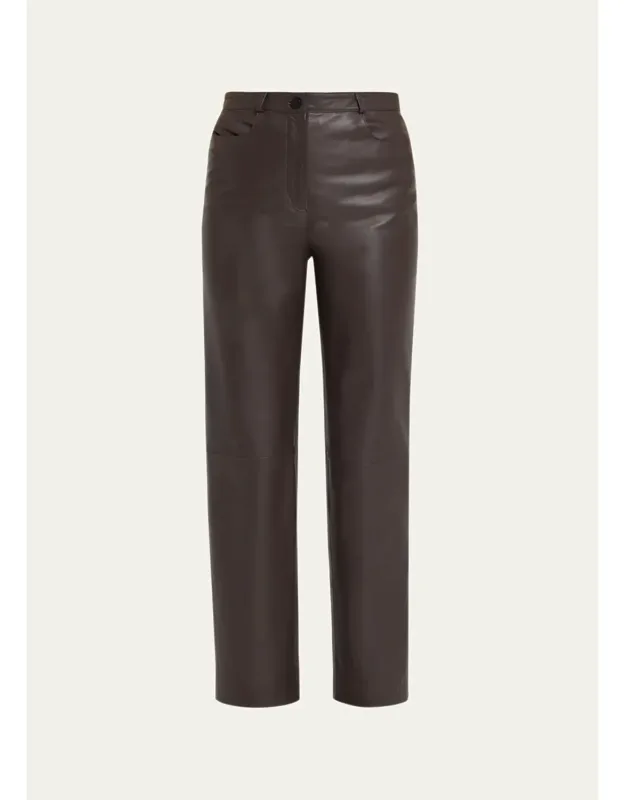 Leather Straight-leg Pants