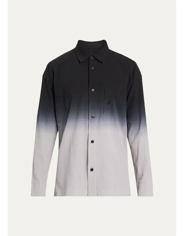 Textured Cotton Drip Degrade Button-down Shirt