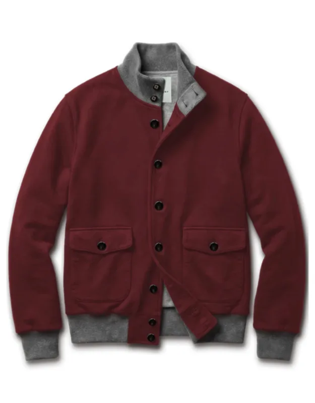 Blouson Jacket With Ribbed Accents