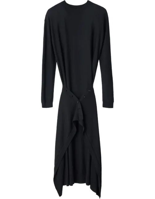 Buttoned Dress In Merino Wool Blend