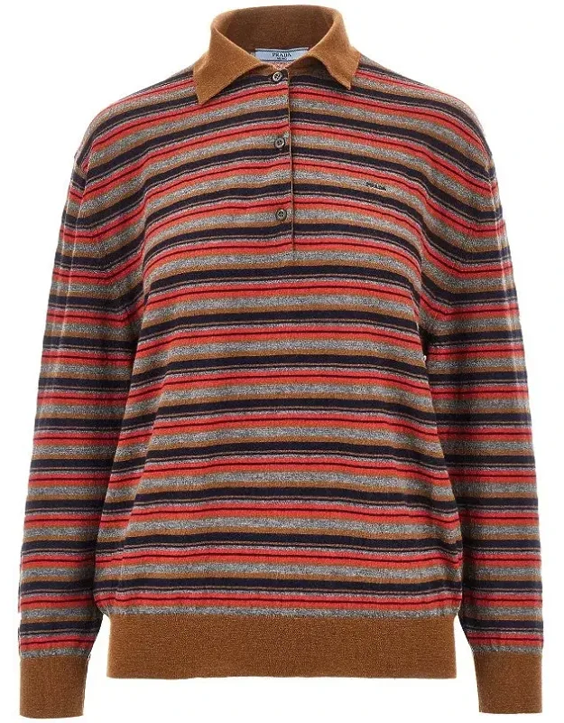 Striped Cashmere Polo Shirt